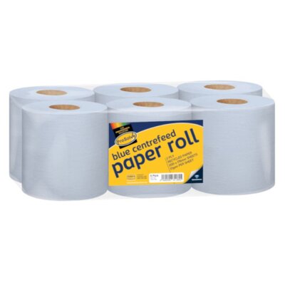 ProSolve Blue Centrefeed Paper Rolls 2-Ply (Pack of 6) (Box Qty: 1)