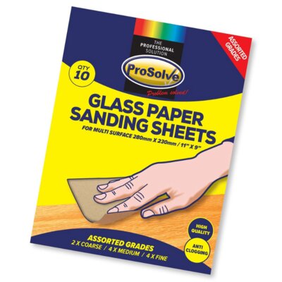 ProSolve Assorted Glass Sand Paper Sheets 9x11