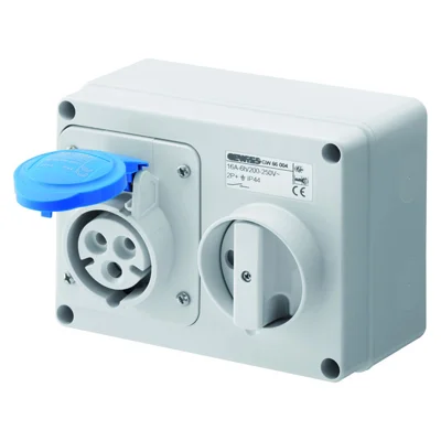 Gewiss 16A Interlocked Socket Outlet - Horizontal 250V