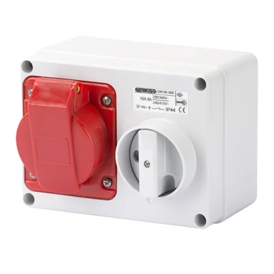 Gewiss 16A Interlocked Socket Outlet - Horizontal 415V