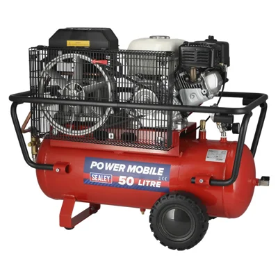 Sealey Power Mobile Belt Drive 50L Petrol Air Compressor