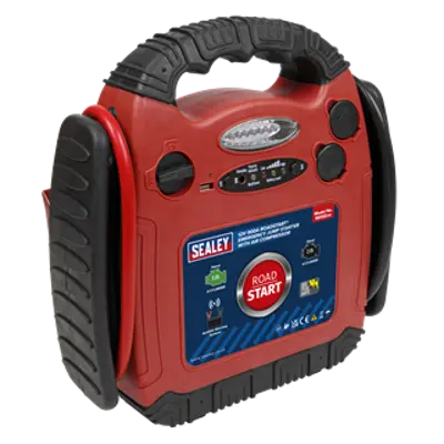 Sealey RoadStart 12v Jump Starter Air Compressor 900A - Red